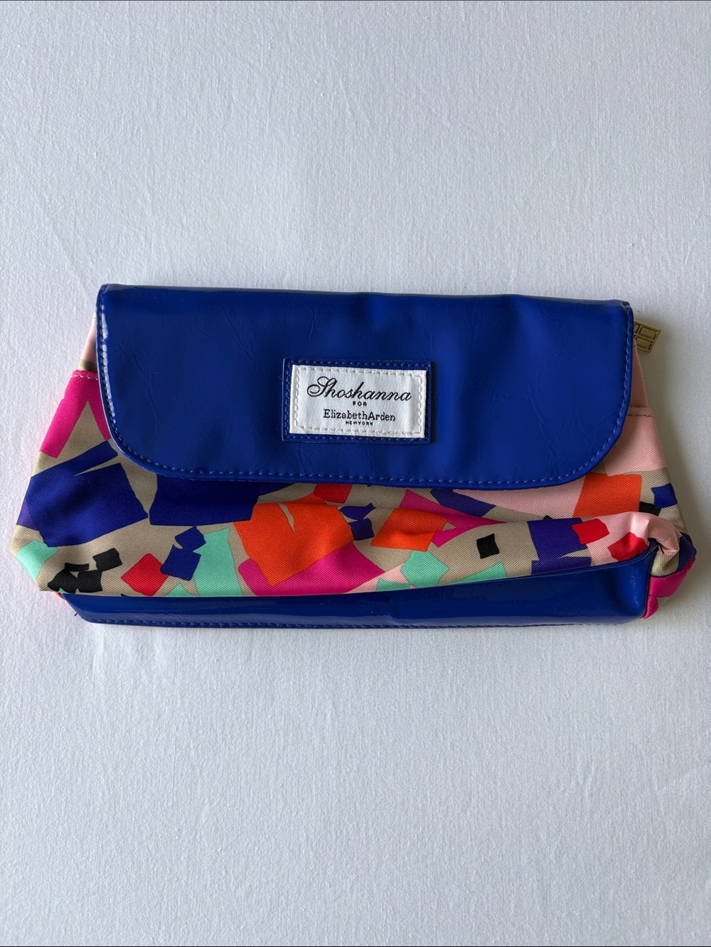 Elizabeth Arden Blue Multicolor Fold-Over Cosmetic Clutch